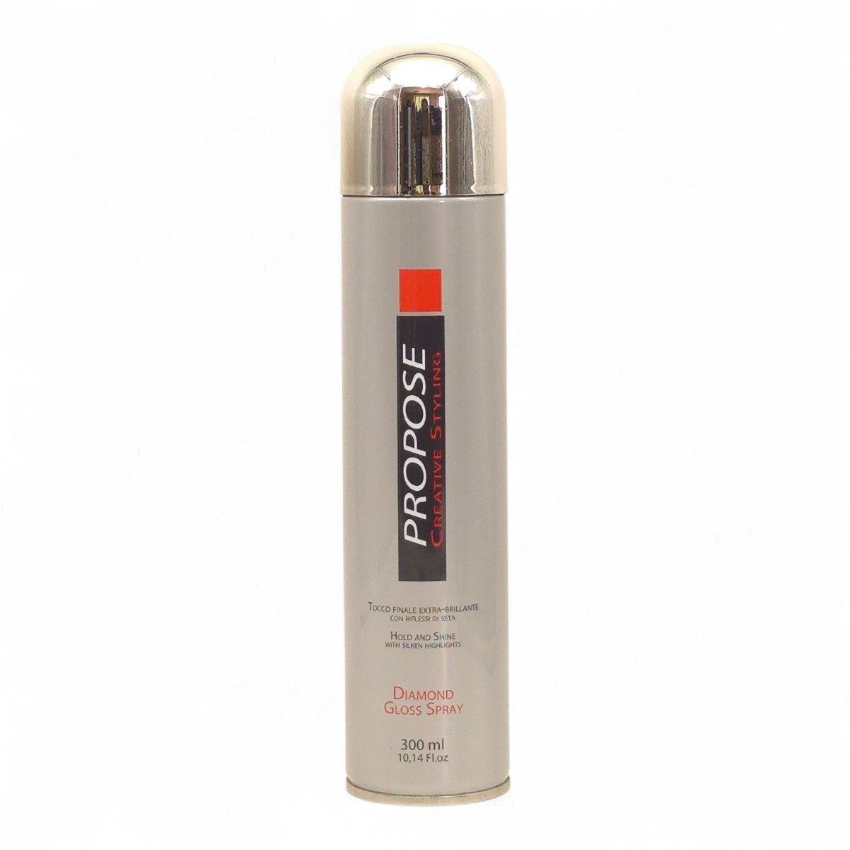 Diamond Gloss Spray Lucidante spray Lucidante Istantaneo ad effetto seta Propose Diamond Gloss spray è il tocco finale per donare lucentezza qualsiasi acconciatura senza appesantire ed elimina l’effetto elettrostatico dai capelli.